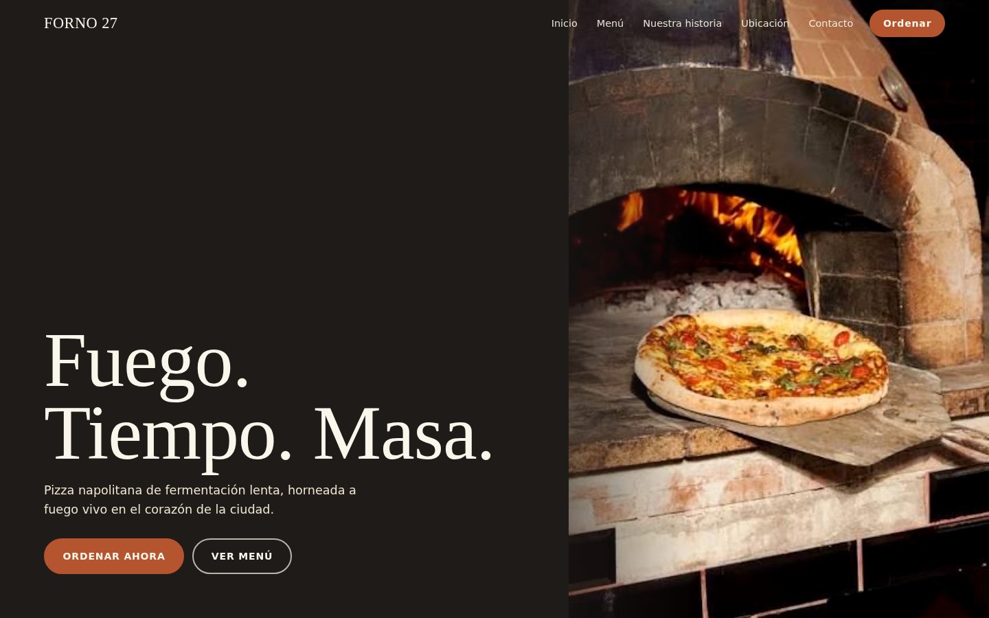 Página de inicio del proyecto de demostración FORNO 27 en computadora